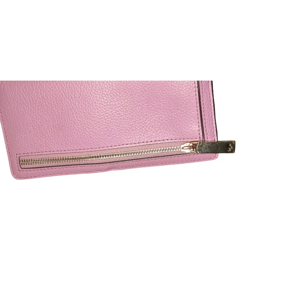 Wallet Kate Spade Pebbled Leather Slim Bifold Womens Orchid Pink